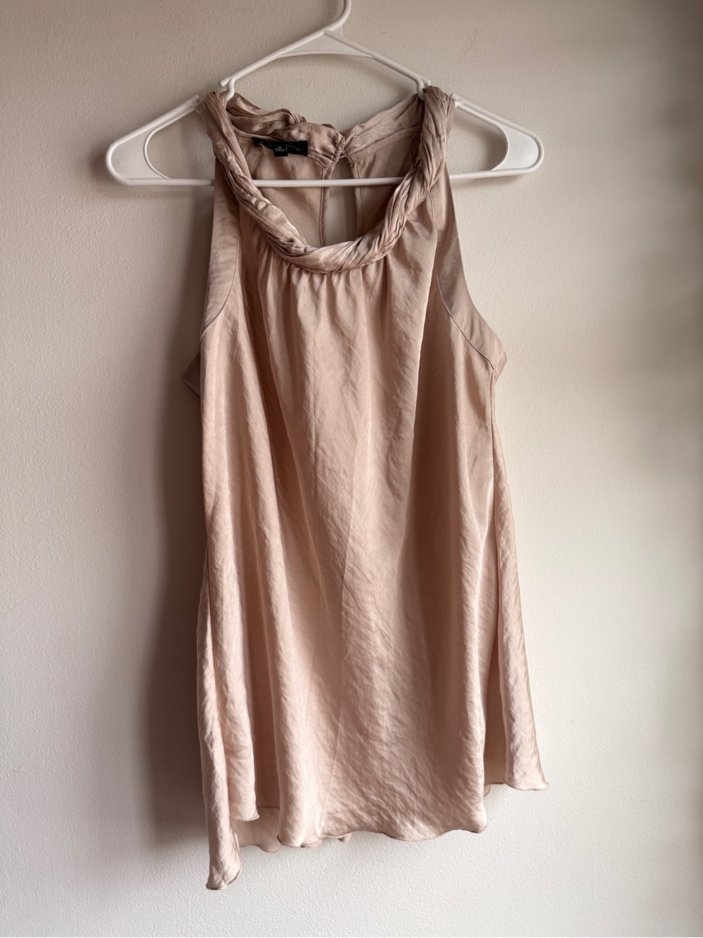 Spense Champagne Taupe Satin Draped Cowl Neck Maxi Dress Y2K Boho Size M